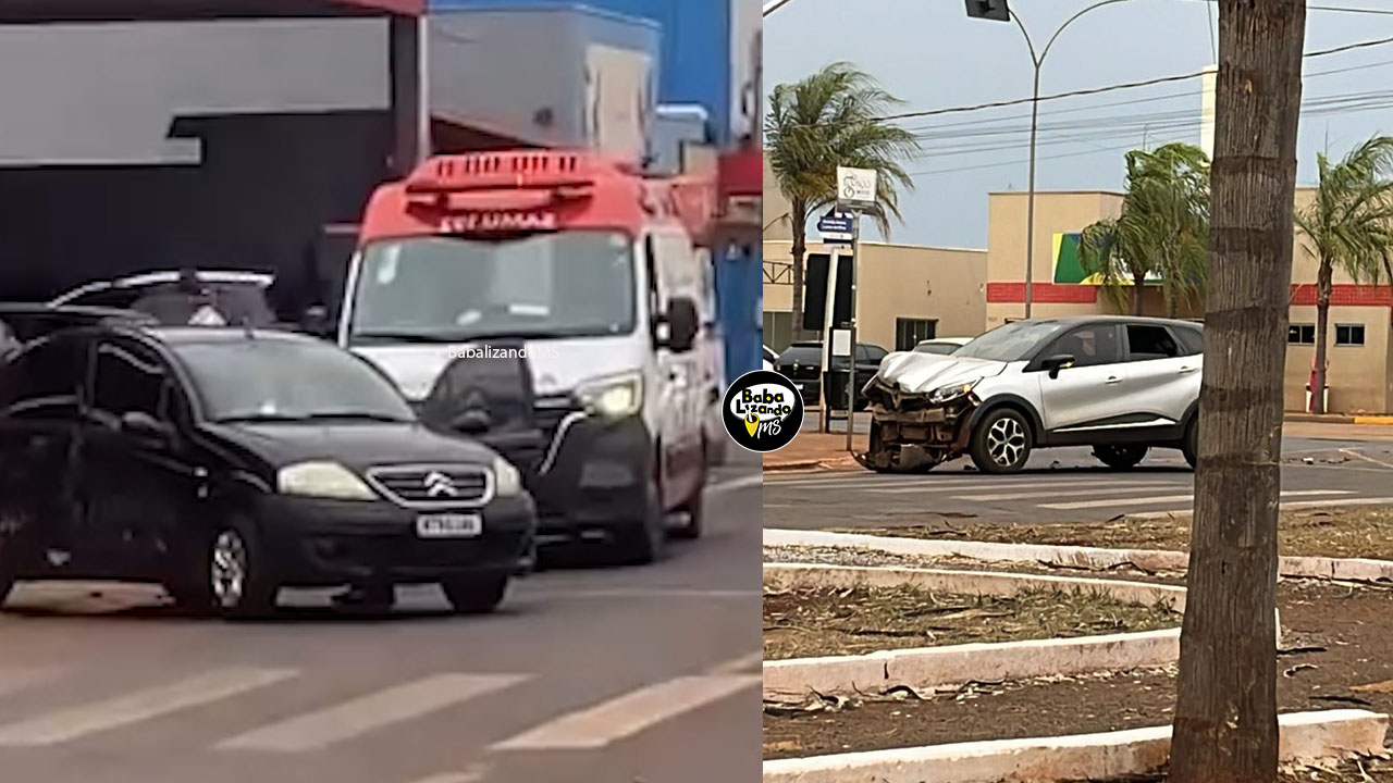 Acidente entre dois veículos em Sidrolândia deixa uma pessoa ferida; vítima é socorrida pelo SAMU